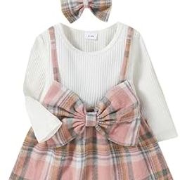 hopscotch Girl's White Checkered Full-Sleeve Knee-Length Casual Dress With Headband-picture-38