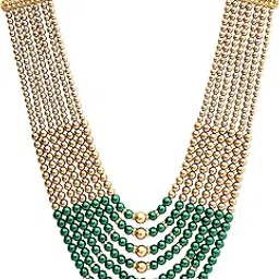raadhe creation Seven Layers Long Mala for Men Wedding Traditional Gold Plated Dulha Necklace For sherwani-picture-49