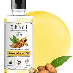 KHADI Sweet Almond Oil | Organic, Virgin Grade & Cold Pressed | Skin & Hair Oil | 120 ML-picture-27