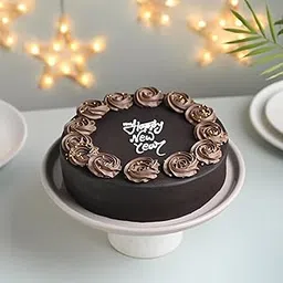 Floweraura New Year Special Fresh Yummy Creamy New Year Chocolate Cake | New Year Celebration Cake | 2025 Celebrations Cake | New Year's Eve Cake | Party Cake (Same Day Delivery) (1Kg)-picture-30