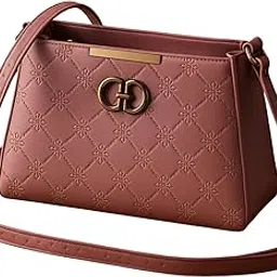 Luxury Mauve Pink Embossed - Faux Leather Shoulder & Crossbody Bag For Women - Designer Handbag with Logo Accent-picture-12