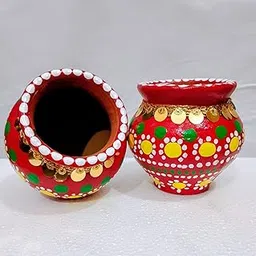 Decorative Traditional Small Pooja Matki Soil for Govardhan Pooja Home Decor for Diwali and Festive Celebrations,Makhan Matki, Pooja Small Kalash, Pack of 1 Handmade Height 2.16 INCHES-picture-12