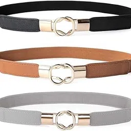 tartamya 2 Pack Women Retro Elastic Stretchy Metal Buckle Skinny Waist Belt 1 inch Wide-2025-new edition Pack of 2-picture-19