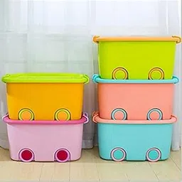 PARASNATH Rolling Storage Container Box Set of 5-45 Litre each (Multi Colour) Super Large With Wheels Size (59X39X30 cm) Launch Offer-picture-19