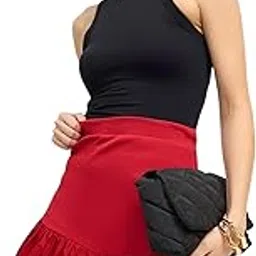 sassafras Red Rib Balloon Hem Mini Skirt-picture-43