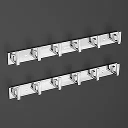 Crasts Aluminium Stainless Steel Cloth Hanger Wall Mounted with 6 Hooks for Bathroom/Kitchen,Door - Cloth Hanger/Towel Hanger/Keys Holder (2, Sliver)-image-74