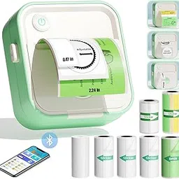 DOLEWA Mini Printer, Portable Thermal Printer with 7 Rolls of Stickers, Sticker Width Adjustable 12-57 mm, Compatible with Smartphone and Tablet, for Learning, Pictures, Receipts, To Do Lists (Green)-picture-11