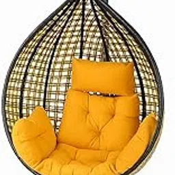 TIKKOST Singal Seater Swing Chair Iron Rattan and Wicker Hard & Strong Swing for Garden (Standard) (Standard) (Double Green) (Black Yellow)-picture-21