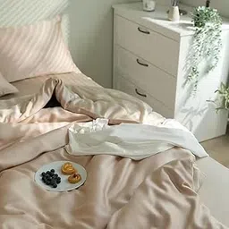 Luxury Tencel Bedding Set, Queen Size, Blush Pink and Stone Grey, 4-Piece Duvet Cover Set with Pillowcases-picture-33