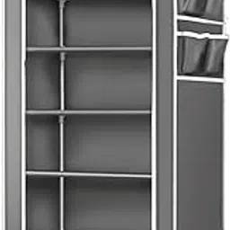 DEMARK® Multipurpose 6-Tires Shoe Rack with Dustproof Zip Cover, Multiuse Wide Space Storage Rack Made by Fabric for Footwear, Toys, Clothes PP Plastic Pipes, Non Woven Fabric (Grey, 6)-picture-47