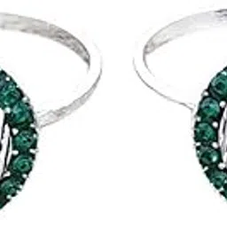 sahiba gems Silver Green Antique Toe Rings/Chutki with Green Cubic Zirconia For Women Free Size Pack in 2 Pieces.-picture-39