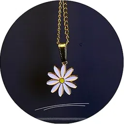 manocarter Gold Neck Chain For Women With White Flower Charm Pendant Necklace For Young Girls Simple & Stylish-picture-51