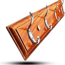 AelishqViila Wall Hook Hanger Wooden - Pretty Teak Wood & 4 Dual Pin | Decorative Heavy-Duty | Hooks Hangers for Hanging Cloth | Door HookHanger for Room Bathroom Kitchen Home-image-42