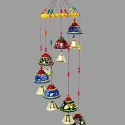 Evisha Handmade Rajasthani Handcrafted Wooden Cotton Dori Multicolour Gota Bangle Wall Hanging Home Décor Wind Chimes Diwali Gift Festive Decoration Carporate Gift Toran (Colour May Vary)-image-32