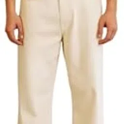 Linaria Loose Fit Baggy Jeans, Plain Beige-picture-16