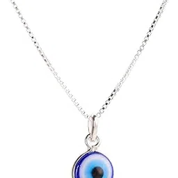 dhruvs collection 925 Silver Evil Eye With Box Chain Pendant For Unisex-picture-12