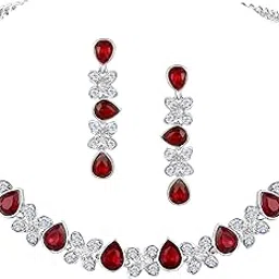 atasi international Princess Style AD Crystals/Stones Necklace with Earrings Jewellery Set for Women/Girls - Wedding Jewelry/Party & Festival Accessories-picture-14