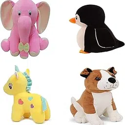 odinbirds Pack of 4 Rabbit and Elephant & Blue Penguin and Stuffed Yellow Unicorn Soft Toys for Baby Boys/Girls (30CM)-picture-10