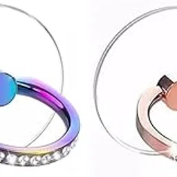 Mizi Glitter 360°Rotation 180° Flip Cell Phone Adhesive Finger Ring Holder, Clear Kickstand Compatible with Most Phones, Tablets & Cases - Rainbow/Rose Gold-picture-19