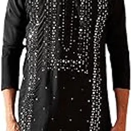 vastramay Men's Silk Blend Kurta | Silk Blend Embroidered Secuenced Kurta for Men.-picture-24