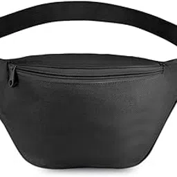 Zip Running Fanny Pack for Women and Men,Canvas Waist Pouch Bag with Adjustable Strap for Outdoors Workout Running,Hiking,Traveling,Biking,Rave and Festival (Black)-image-64