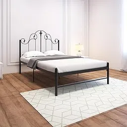 Homdec Pavo Vintage Metal Platform Bed with Headboard and Footboard, Heavy Duty Mattress Foundation – No Plywood Needed, Noise Free (Black, Double)-picture-28