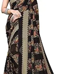 yashika Women's Trendy Printed Georgette Purple Color Saree with Blouse Material-picture-15