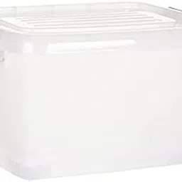 NOW & ZEN 35 Litre Pack of 2 Multipurpose Stackable Plastic Storage Container Box With Wheel, Lid & Handle | Dimensions: (LxWxH): (46 x 35 x 27) CM, Semi-Transparent-picture-18