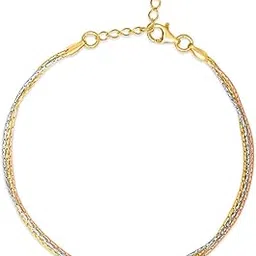 zavya 925 Sterling Silver Minimal Triple Tone Plating Chain Bracelet | | Gift for Women and Girls | With Certificate of Authenticity and 925 Hallmark|Mother's Day-picture-41