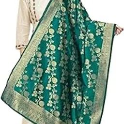 trendify looks Stylish Floral Woven Banarasi Silk Dupatta for Women Embroidered Scarf Chunni with Tassels for Girls in Multiple Color Option Size: 1 x 2.25 Meter-picture-27