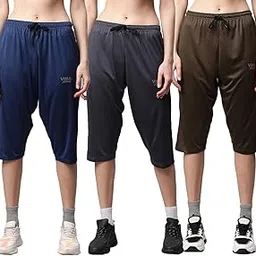 Mack Jonney Dryfit Lycra Solid Capri for Women (Pack of 3)-Dryfit_D13_BLU_Gry_L.Gry_003-P-picture-36