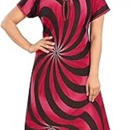 Appywave Women’s Satin Geometric Print Maxi Nightgown | Soft & Comfortable Nightsuit Dress for Women-picture-48