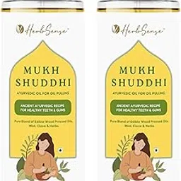 Herbsense Mukh Shuddhi Ayurvedic Oil Pulling For Mouth With Natural Coconut & Seasme Oil | Prevents Bad Breath , Ayurvedic Recipe For Healthy Tees & Gums | Organic Natural Mouth Wash 200ml x 2, Pack of 2-picture-45