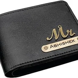 the unique gift studio Men's Leather Wallet - Customised Leather Wallet for Mens - Name Mr Letter Printed on Wallet - Black-picture-18