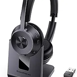 Wireless Headset, Bluetooth Headset with Noise Cancelling Microphone, Computer Headset with Mute Button for PC/Computer/Laptop/Cell Phones/Remote Work/Call Center-picture-14