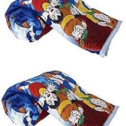 Doremon Gang Cartoon Kids Design Print Microfiber Single Bed Reversible AC Blanket | Dohar | Quilt | Comforter | Duvet Set of 2 Pcs (Miss Minnie) Pink (Doremon Gang)-picture-21