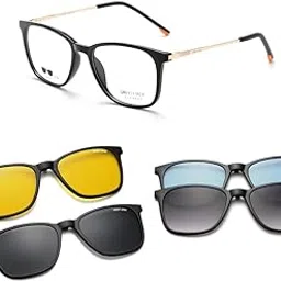 Latest Stylish Magnetic Clip On Sunglasses for Men Women 4 In 1 UV Protection Glasses for Myopic People AGJ6071-image-80
