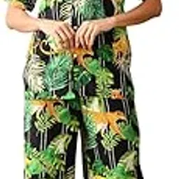 fazoka Women's Cotton Floral Printed Lapel Collar Night Suit Soft & Breathable Top & Pyjama for Daily Comfort (Tiger)-picture-11