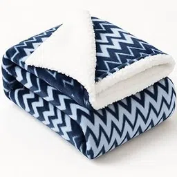 BSB HOME New Born Baby Blanket – All Season 2 Layer Fluffy AC Wrapping Sheet, Ultra Soft Flannel & Sherpa Blanket for Baby Boys & Girls (0–24 Months, 130 x 105 cm, Lightweight Color - Navy Blue White-image-3