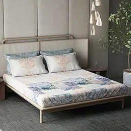 DDECOR Live beautiful Cotton King Bed Sheet Set with 4 Pillow Covers (274 CM X 274 CM, Blue) Digital Print Ethnic 180TC GSM-picture-11