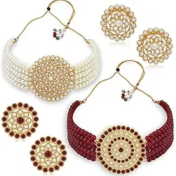 Amazing Gold Plated Combo Choker Necklace Set for Women (CBNS104222)-image-89