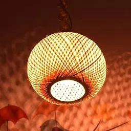 MKS Handicrafts & Handlooms Bamboo Lamp Shades 5W Globe Pendent Lamp Shade (Brown)-AC/DC-picture-29