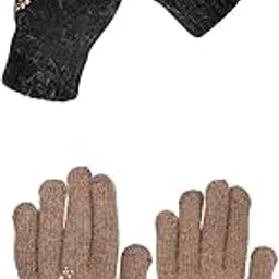 loom legacy Women's Winter Woollen Pack of 2 Pairs Gloves For Cold Weather (SGD-10271028) (Multicolor, Free Size)-picture-51