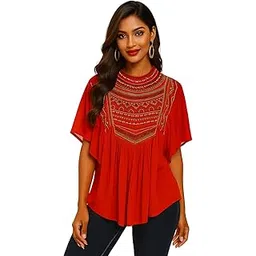 ib styles Women's Rayon Embroidered Regular Fit Tops Rayon Short Kurta || Short Kurti for Women-picture-40