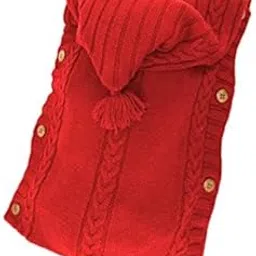BabyMoon Organic Knitted Woollen Swaddle Sleeping Bag |78x35 cm | 0-12 Month | Red-picture-25