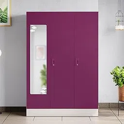 GODREJ INTERIO Almirah Slimline 3-Door Steel Almirah, Cupboard for Clothes (Purple), 1-Year Warranty, 7 Shelves, 1 Locker, Star Design Mirror-picture-28