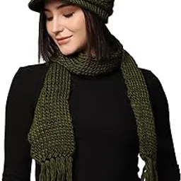 Women's Acrylic Wool Combo Pack of Winter Cap with Muffler (CC-3959) (in, Alpha, Free Size, Green)-image-31