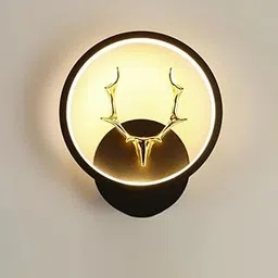 GreyWings Modern Round LED Wall Light with Golden Deer Horn, Multi-Color LED (Cool White, Warm White, Natural White), Plastic Body, Decorative Indoor Wall Lamp for Bedroom, Living Room, Pack of 1-picture-19