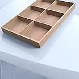 MDF Rectangular Serving Tray 6 Compartment Storage Organizer Container Decorative Candy Tray for Food Server Snack. Size 15x10x1.5-picture-20