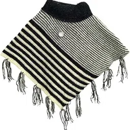 the dripsters Kid Poncho for winters | Poncho for kids with beautiful striped design and soft wool for babies-picture-18